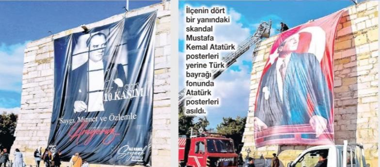 Gelibolu Belediyesi’nin astığı parmaklıklı Atatürk fotoğrafları, tepkiler üzerine değiştirildi